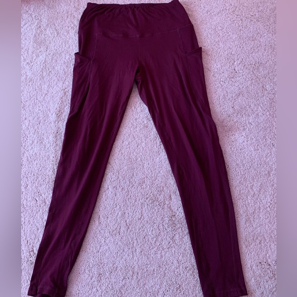 Maroon High Waist Women Leggings Large - Picture 3 of 3